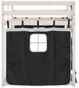 Beliche com cortinas 75x190 cm pinho maciço branco e preto
