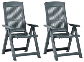 vidaXL Cadeiras de jardim reclináveis 2 pcs plástico verde