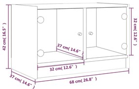 Móvel de TV c/ portas de vidro 68x37x42 cm preto