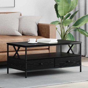 Mesa de centro com gaveta com prateleira Carvalho preto 100 x 51 x 45