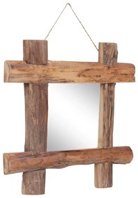 Espelho de troncos 50x50 cm madeira de teca reciclada natural