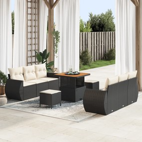 Conjunto de Sofás de Jardim vidaXL de 9 Peças com Almofadas Rattan Pre