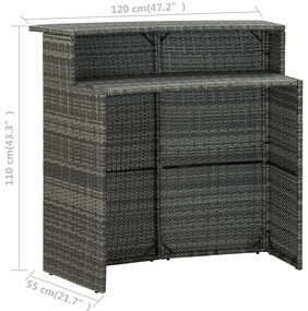 5 pcs conjunto de bar para jardim com almofadões cinzento