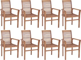 vidaXL Cadeiras de jantar empilháveis 8 pcs madeira de teca maciça