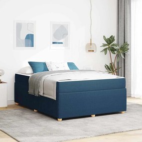 vidaXL Estrutura da Cama com colchão Azul 160 x 200 cm tecido