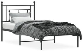 Estrutura de cama com cabeceira 90x190 cm metal preto