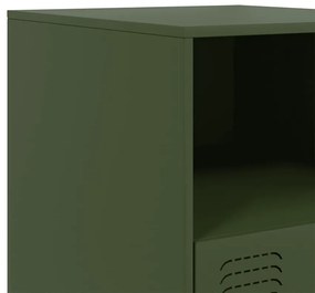 Mesa de cabeceira 34,5x39x44 cm aço verde azeitona