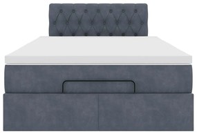 Cama otomana com colchão &amp; LEDs 120x190cm veludo cinza-escuro
