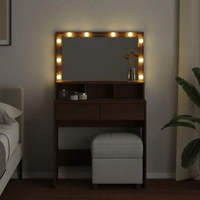 Toucador com LED 80x41x134,5 cm carvalho castanho