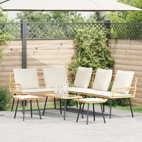 Conjunto de Sofá de Jardim de 4 Peças com Almofadas em Rattan Poly Natural
