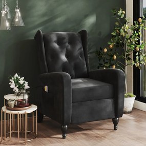 vidaXL Poltrona de massagens reclinável veludo preto