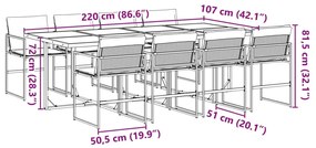 9 pcs conj. de jantar para jardim c/ almofadões textilene preto