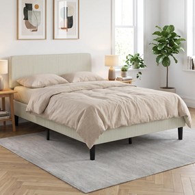 Estrutura de Cama de Casal (COLCHÃO NÃO INCLUIDO), 194 x 147 x 107 cm, Cabeceira Ajustável, Cinzento-Claro