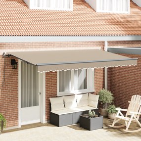 vidaXL Toldo Retrátil Bege 400 x 200 cm Poliéster, Alumínio