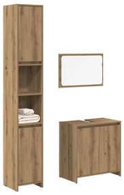 vidaXL 3 pcs móveis de casa de banho deriv. madeira carvalho artisiano