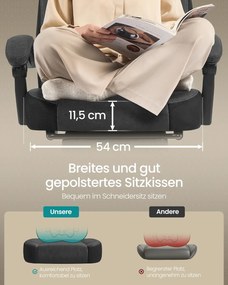 Cadeira de escritório ergonómica com apoio para os pés Preto