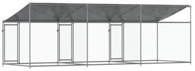 Jaula para cão com telhado/portas 6x2x2 m aço galvanizado cinza