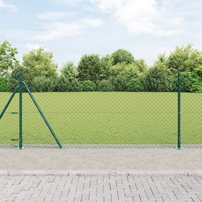 vidaXL Cerca de Cadeia com 13 Postes Flangeados 1x25 m em Aço Galvanizado