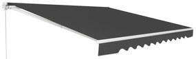 Toldo retrátil 4 x 2,5 m para varanda, terraço Cobertura em poliéster com manivela manual Estrutura em alumínio resistente Cinzento