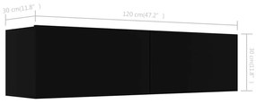 Móvel de TV 120x30x30 cm contraplacado preto