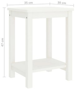 Mesa de cabeceira 35x30x47 cm madeira de pinho maciça branco