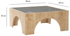Mesa de Café Seine - Cinza Escuro e Carvalho - 80x35x80 cm