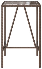 Mesa de bar para exterior 70x70x110 cm vime PE castanho
