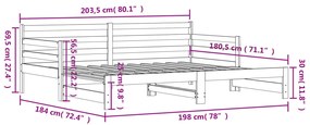 Sofá-cama com gavetão 90x200 cm madeira de pinho maciça