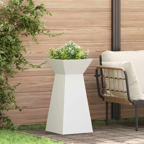 vidaXL Plantadores de Pilar para Jardim - 2 pcs com Tigela Branca, Medidas de 35x35x73 cm, em Aço.
