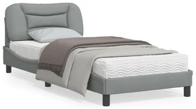 vidaXL Estrutura de cama sem colchão 90x200 cm tecido cinzento-claro