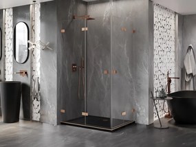 Mexen Lunar-F Duo cabine de duche dobrável 100 x 80 cm, transparente, cobre escovado - 836-100L-080P-65-00