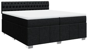 Cama com molas/colchão 200x200 cm tecido preto
