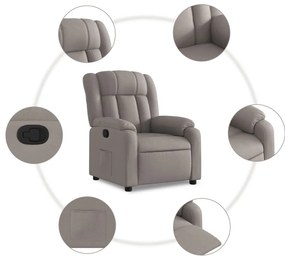 Poltrona de massagens reclinável tecido cinzento-acastanhado