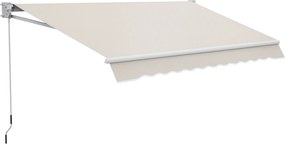 Outsunny Toldo Manual Retrátil com Manivela 200x295 cm Toldo de Parede com Proteção Solar UV50+ e Estrutura de Alumínio Creme | Aosom Portugal