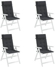 Almofadões p/ cadeira encosto alto 4 pcs tecido oxford preto
