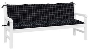 Almofadões p/ banco de jardim 2 pcs tecido oxford xadrez preto