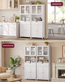 Armário de casa de banho com prateleiras 30 x 60 x 170 cm, gaveta e compartimentos abertos Branco 