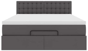 Cama otomana com colchões &amp; LEDs 140x190 cm couro artificial