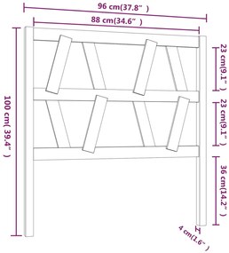 Cabeceira de cama 96x4x100 cm pinho maciço cinzento