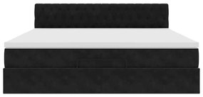 Estrutura de cama otomana com colchão 160x200 cm veludo preto