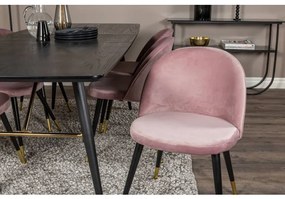 Venture Home Cadeiras jantar Velvet 2 pcs veludo preto/latão/rosa sujo