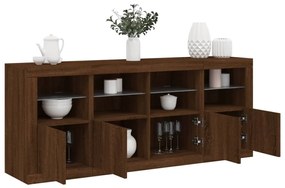 vidaXL Aparador com luzes LED 163x37x67 cm carvalho castanho