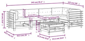 6 pcs conjunto lounge jardim com almofadões madeira maciça