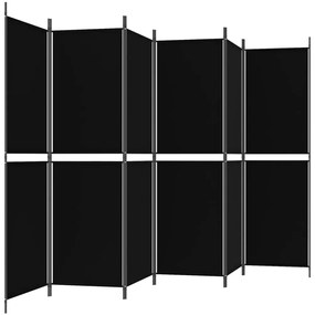 Divisória/biombo com 6 painéis 300x180 cm tecido preto