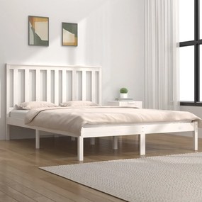 vidaXL Estrutura de cama 120x200 cm pinho maciço branco