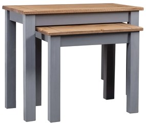 vidaXL Mesas de encastrar 2 pcs madeira pinho maciça Panama cinzento