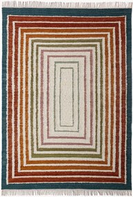 Tapete de lã bouclé artesanal de tecelagem plana Frame
