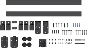 HOMCOM Conjunto de ferragens para porta deslizante de alta carga 244 cm Preto para portas individuais | Aosom Portugal