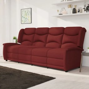 vidaXL Sofá reclinável de 4 lugares tecido vermelho tinto