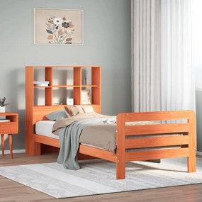 Cama sem colchão 75x190 cm madeira de pinho maciça castanho-mel